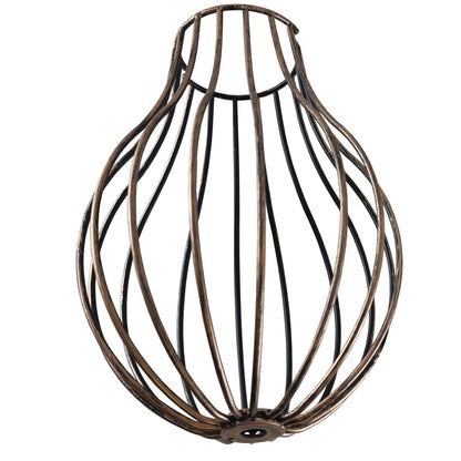 Pear Wire Cage Lamp Shade – Black or Brushed Copper, Easy Fit