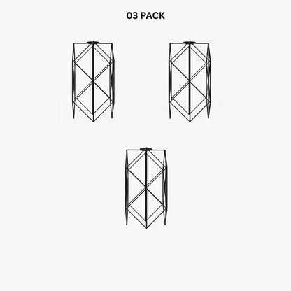 Hexagon Wire Cage Lamp Shade – Black or Copper, Easy Fit - Pack of 3, Black, Shade Only