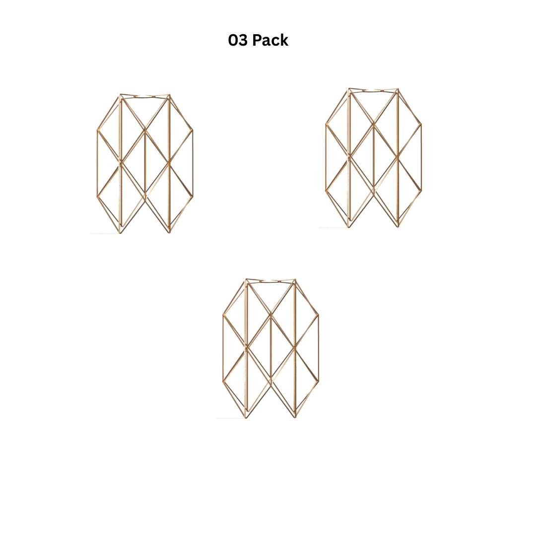 Hexagon Wire Cage Lamp Shade – Black or Copper, Easy Fit - Pack of 3, Copper, Shade Only