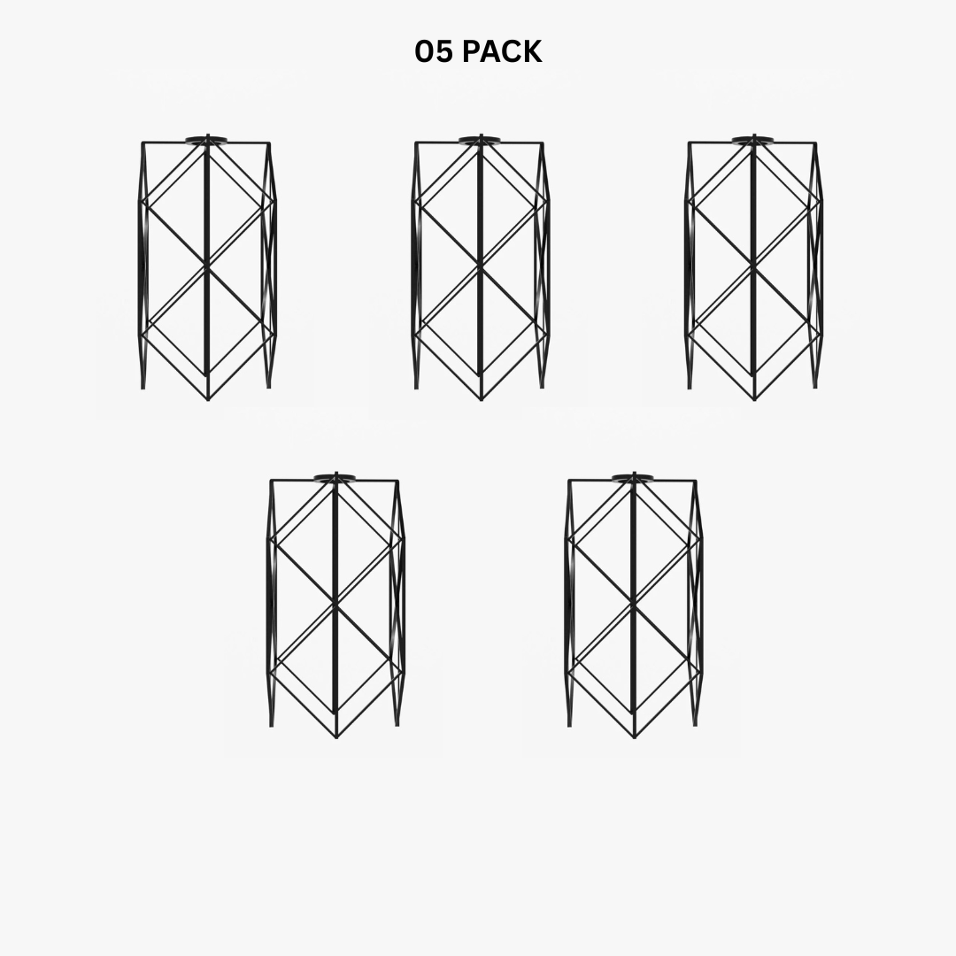 Hexagon Wire Cage Lamp Shade – Black or Copper, Easy Fit - Pack of 5, Black, Shade Only