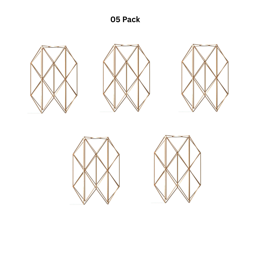 Hexagon Wire Cage Lamp Shade – Black or Copper, Easy Fit - Pack of 5, Copper, Shade Only