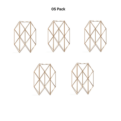 Hexagon Wire Cage Lamp Shade – Black or Copper, Easy Fit - Pack of 5, Copper, Shade Only