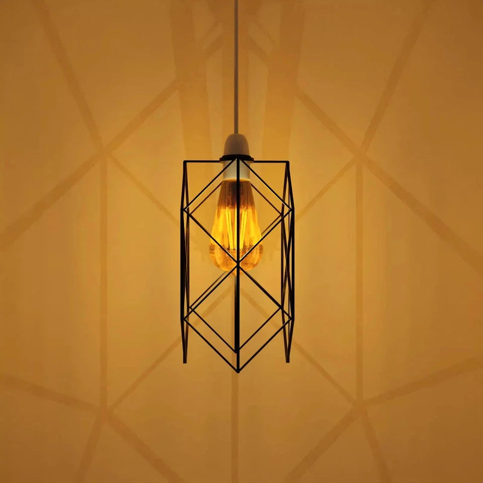 Hexagon Wire Cage Lamp Shade – Black or Copper, Easy Fit