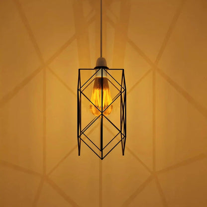 Hexagon Wire Cage Lamp Shade – Black or Copper, Easy Fit