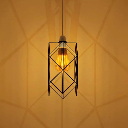 Hexagon Wire Cage Lamp Shade – Black or Copper, Easy Fit
