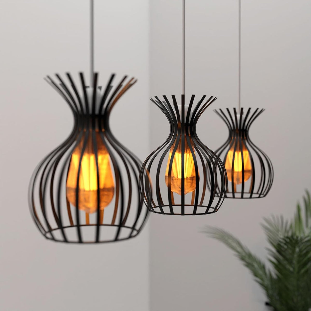 Vase Slatted Cage Lamp Shade – Black or Copper, Easy Fit - photo 3