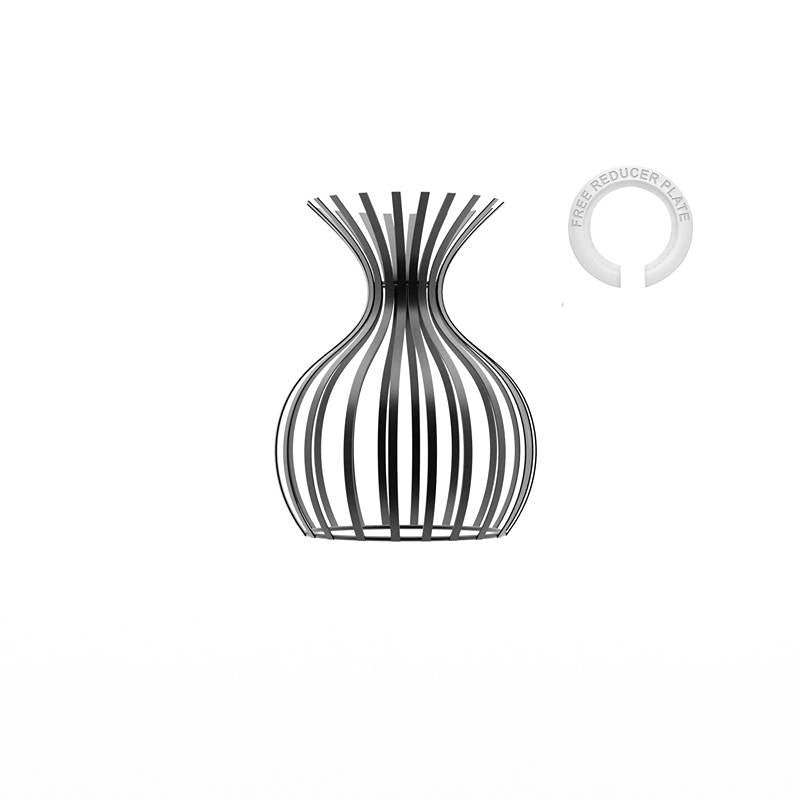 Vase Slatted Cage Lamp Shade – Black or Copper, Easy Fit - Single, with Reducer Ring, Black