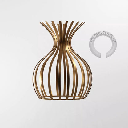 Vase Slatted Cage Lamp Shade – Black or Copper, Easy Fit - Single, with Reducer Ring, Copper