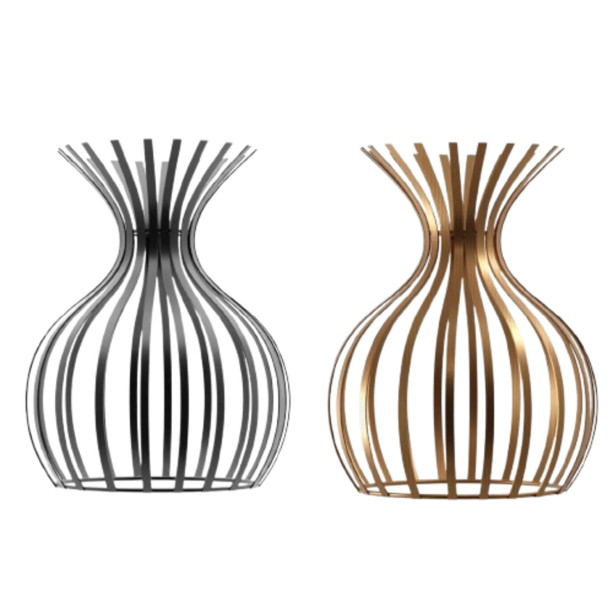 Vase Slatted Cage Lamp Shade – Black or Copper, Easy Fit