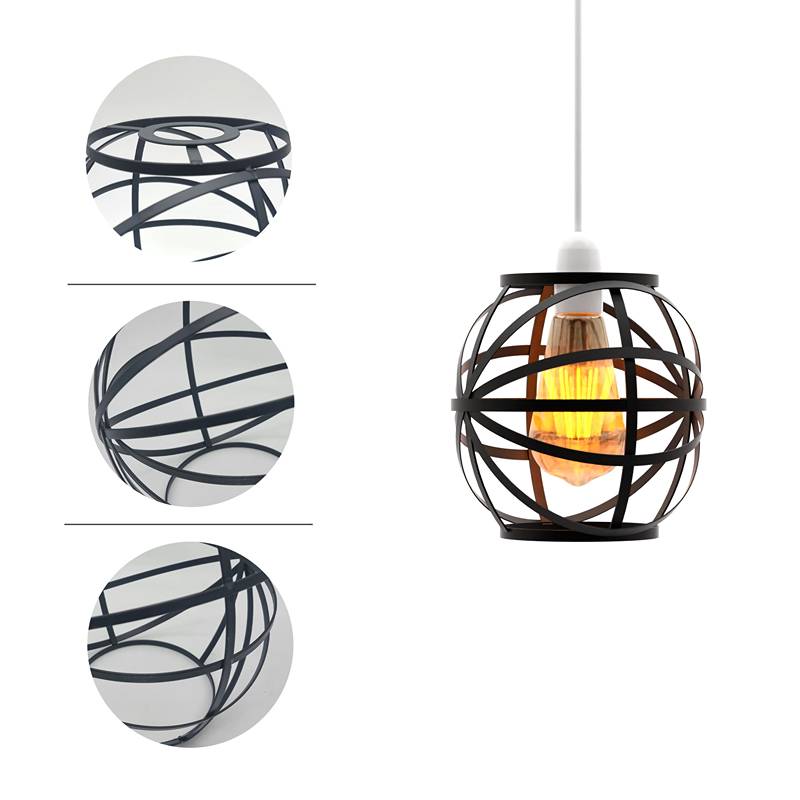Banded Globe Cage Lamp Shade – Black or Copper, Easy Fit - photo 9