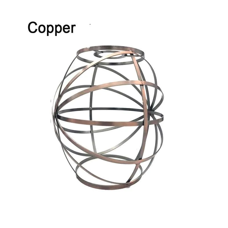 Banded Globe Cage Lamp Shade – Black or Copper, Easy Fit - Single, with Reducer Ring, Copper