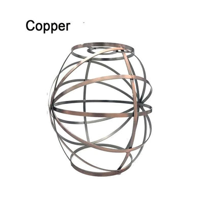 Banded Globe Cage Lamp Shade – Black or Copper, Easy Fit - Single, with Reducer Ring, Copper
