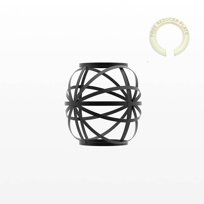 Banded Globe Cage Lamp Shade – Black or Copper, Easy Fit - Single, with Reducer Ring, Black