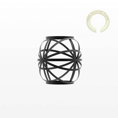 Banded Globe Cage Lamp Shade – Black or Copper, Easy Fit - Single, with Reducer Ring, Black