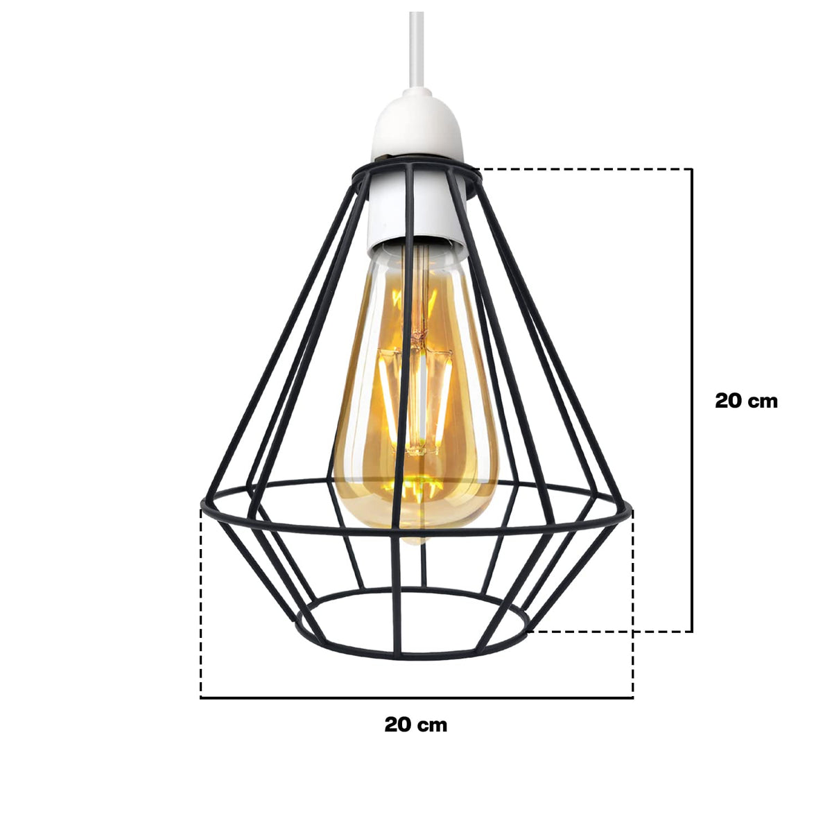 Geometric Lantern Cage Lamp Shade 20 cm – Black, Easy Fit - photo 3