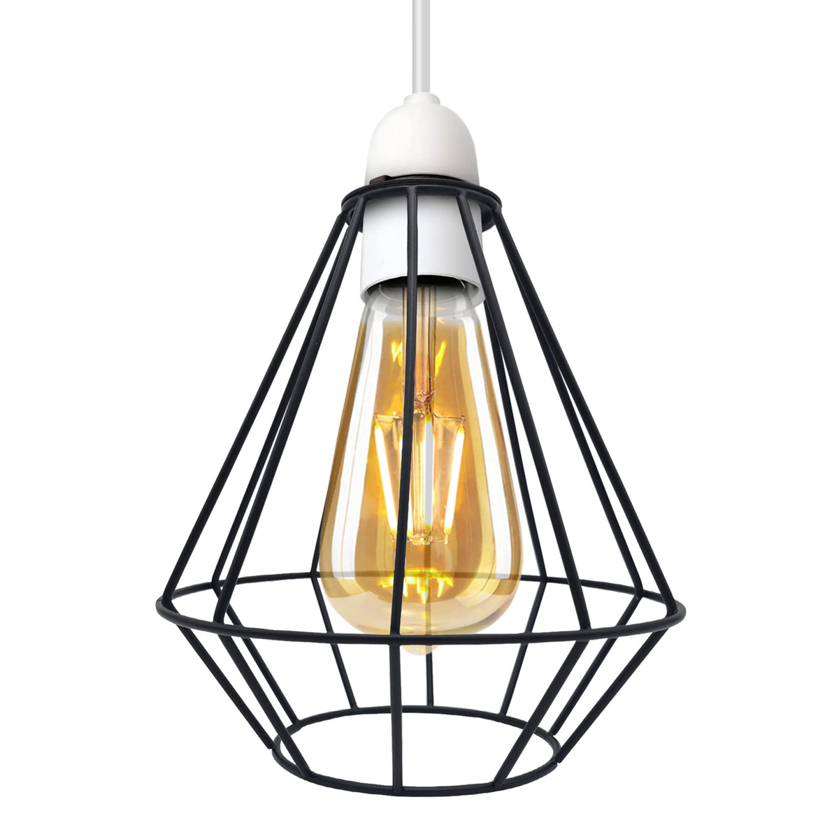Geometric Lantern Cage Lamp Shade 20 cm – Black, Easy Fit - photo 7