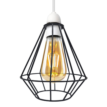 Geometric Lantern Cage Lamp Shade 20 cm – Black, Easy Fit - photo 7