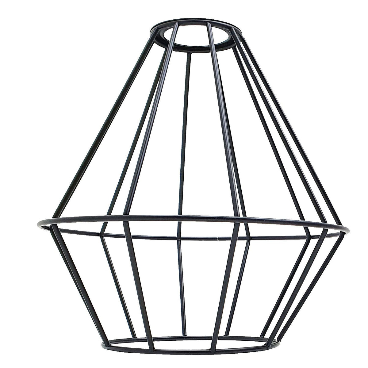 Geometric Lantern Cage Lamp Shade 20 cm – Black, Easy Fit - Black, with Reducer Ring, Single