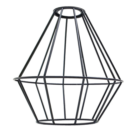 Geometric Lantern Cage Lamp Shade 20 cm – Black, Easy Fit - Black, with Reducer Ring, Single