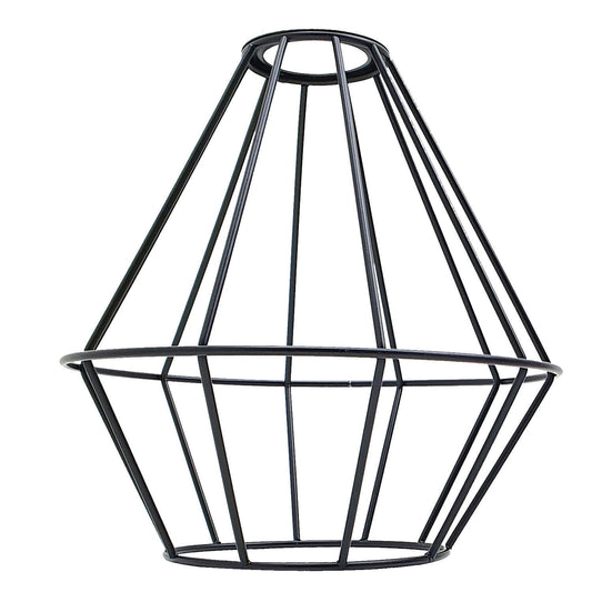 Geometric Lantern Cage Lamp Shade 20 cm – Black, Easy Fit - Black, with Reducer Ring, Single