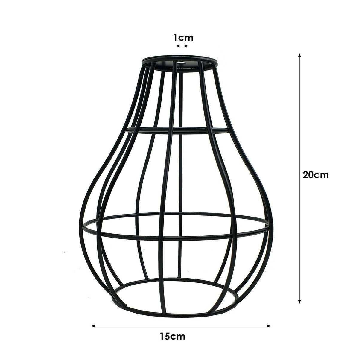 Teardrop Wire Cage Lamp Shade 15 x 20 cm – Black, Easy Fit - photo 3