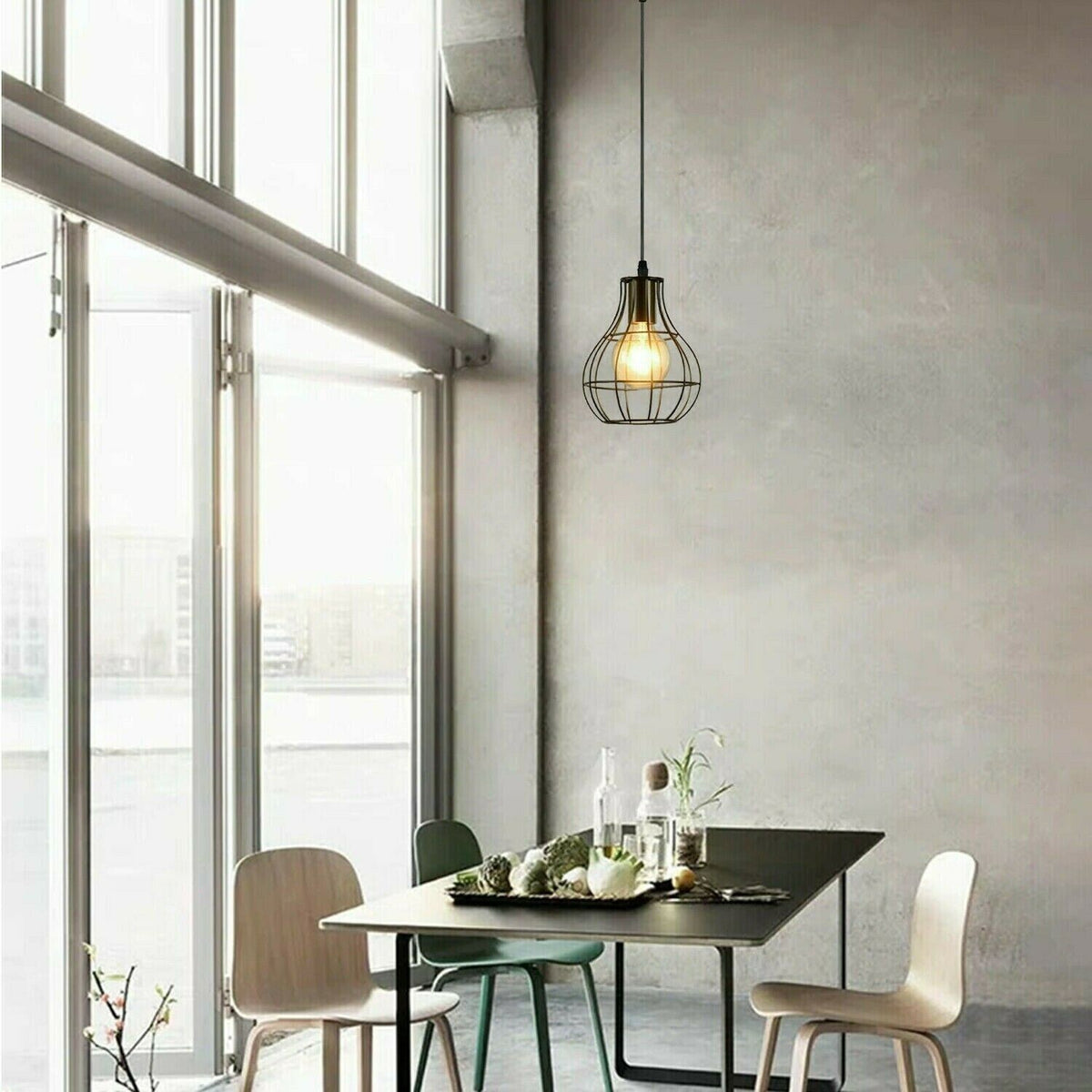Teardrop Wire Cage Lamp Shade 15 x 20 cm – Black, Easy Fit - photo 4