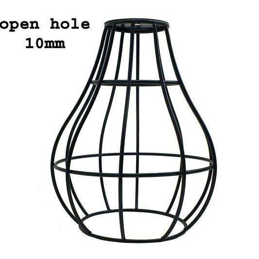 Teardrop Wire Cage Lamp Shade 15 x 20 cm – Black, Easy Fit - with Reducer Ring, Black, Single