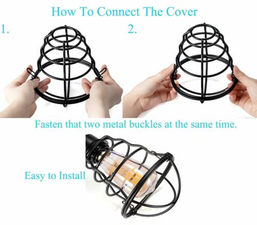 Industrial Bulb Guard Cage Shade – Black, Easy Fit - photo 2