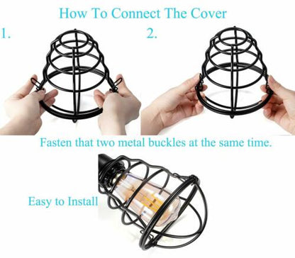 Industrial Bulb Guard Cage Shade – Black, Easy Fit - photo 2