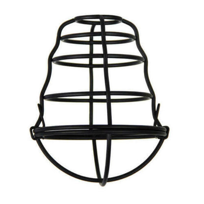 Industrial Bulb Guard Cage Shade – Black, Easy Fit - with Black Metal Reducer Ring, Black, Single