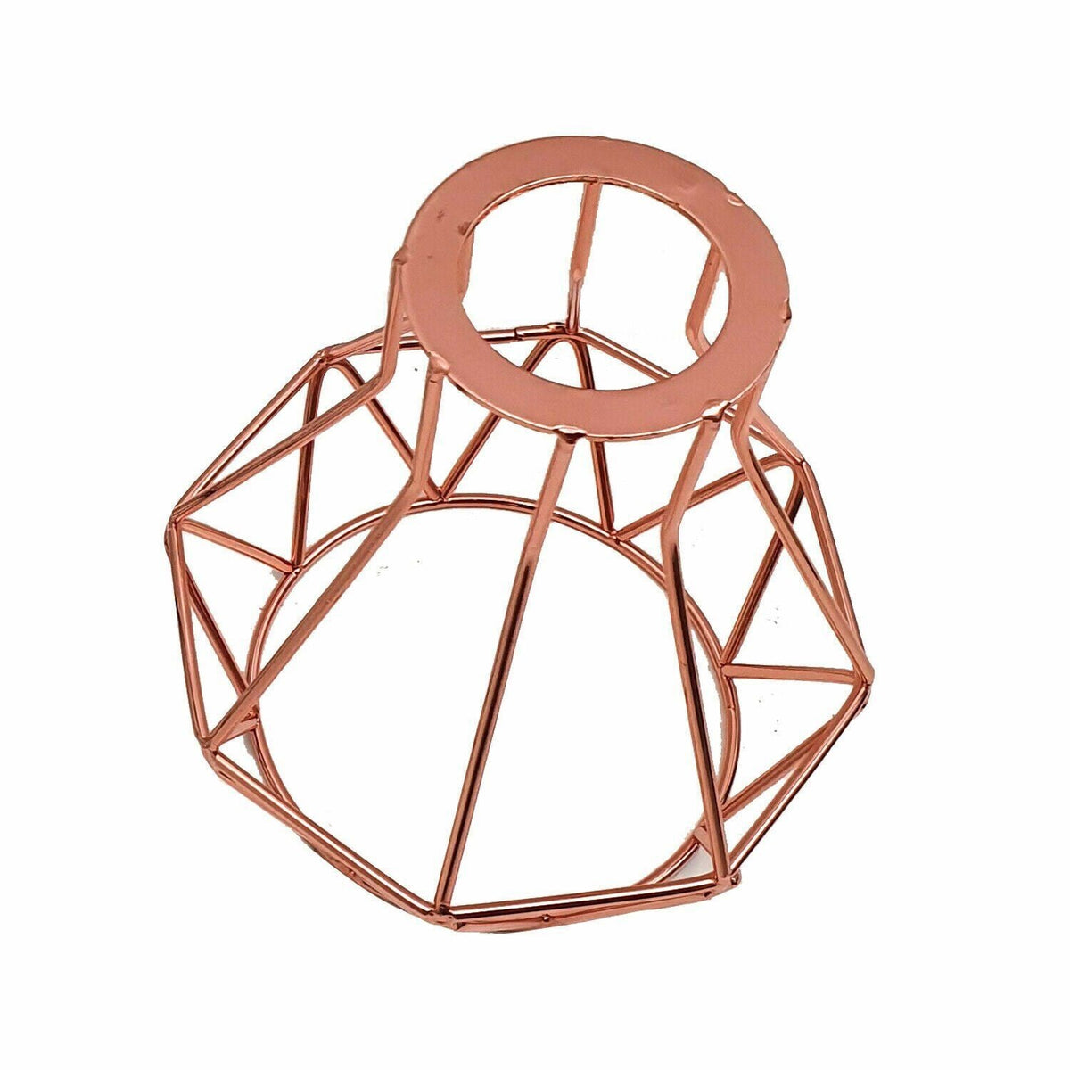 Faceted Wire Cage Lamp Shade – Black or Rose Gold, 40 mm Hole - Rose Gold, Shade Only, Single