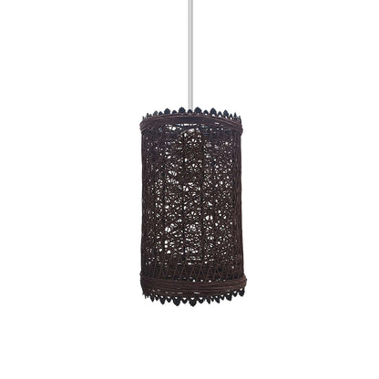 Woven Cage Lamp Shade – Brown, Easy Fit with Reducer Ring - Single, with Reducer Ring, Brown
