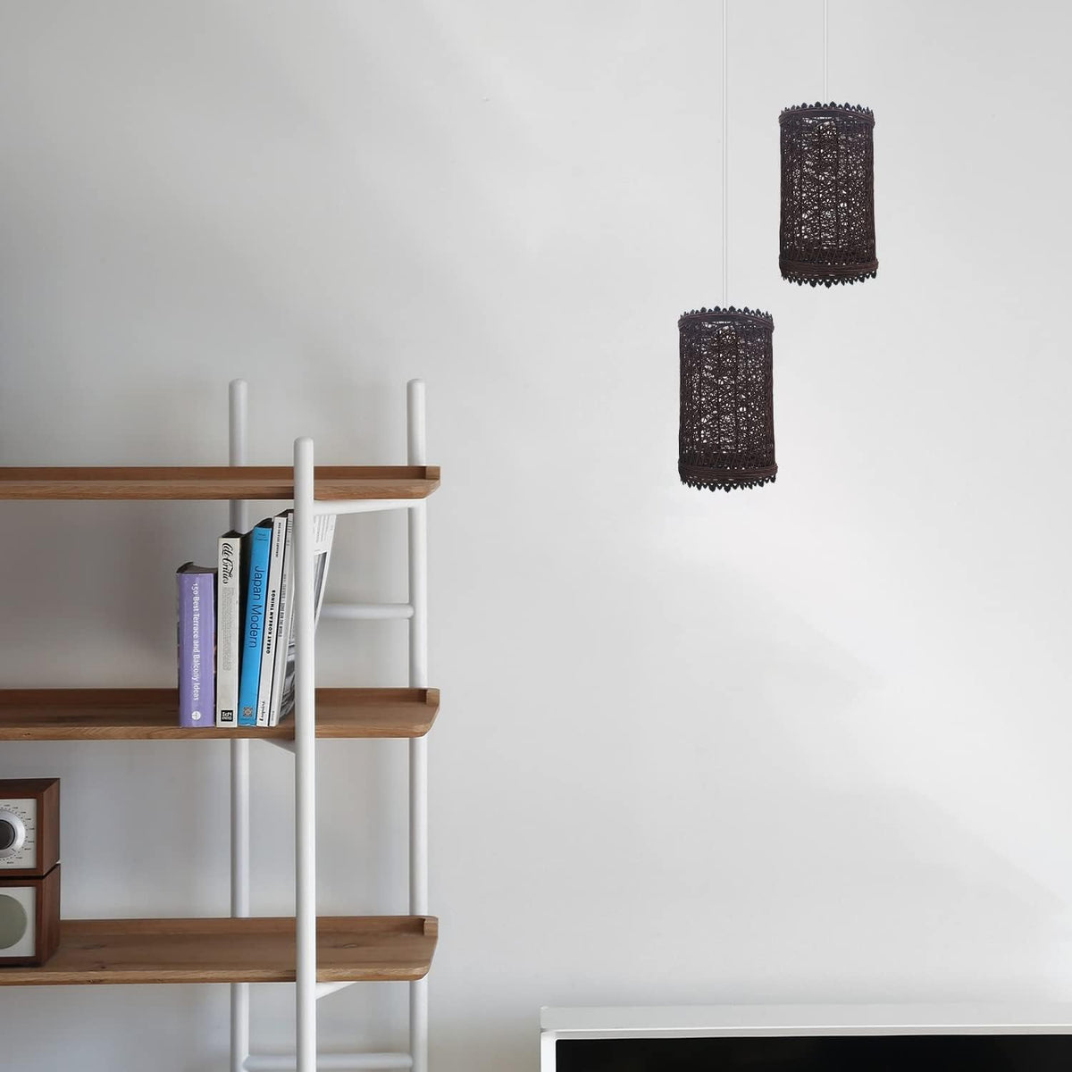 Woven Cage Lamp Shade – Brown, Easy Fit with Reducer Ring