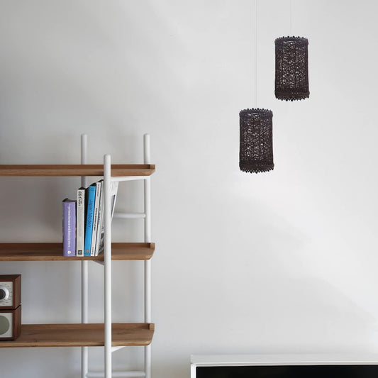 Woven Cage Lamp Shade – Brown, Easy Fit with Reducer Ring