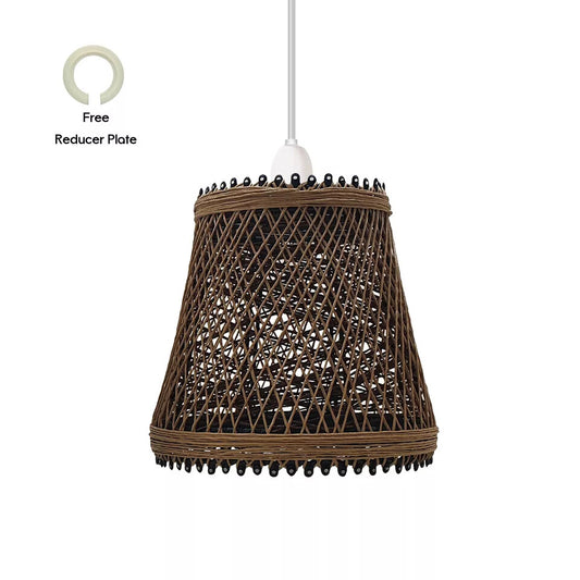 Hemp Rope Basket Lamp Shade 18.5 cm – Easy Fit with Reducer Ring - with Reducer Ring, Hemp, Single