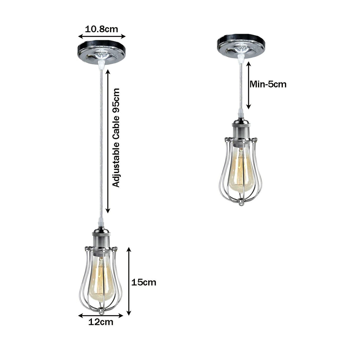 Industrial Cage Pendant Light – E27, Many Cage Styles & Finishes - photo 4