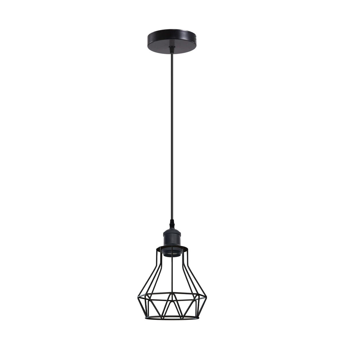 Industrial Cage Pendant Light – E27, Many Cage Styles & Finishes - Black, Cage Black, Without Bulb