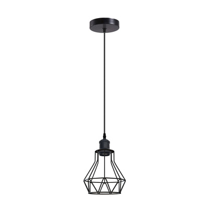 Industrial Cage Pendant Light – E27, Many Cage Styles & Finishes - Black, Cage Black, Without Bulb