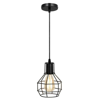 Industrial Cage Pendant Light – E27, Many Cage Styles & Finishes - Black, Nest Cage Black, Without Bulb
