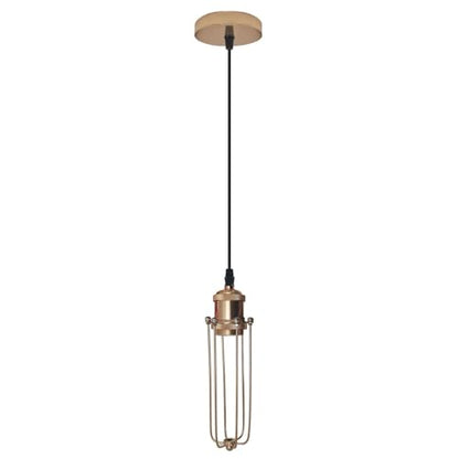 Industrial Cage Pendant Light – E27, Many Cage Styles & Finishes - French Gold, Long Cage French Gold, Without Bulb