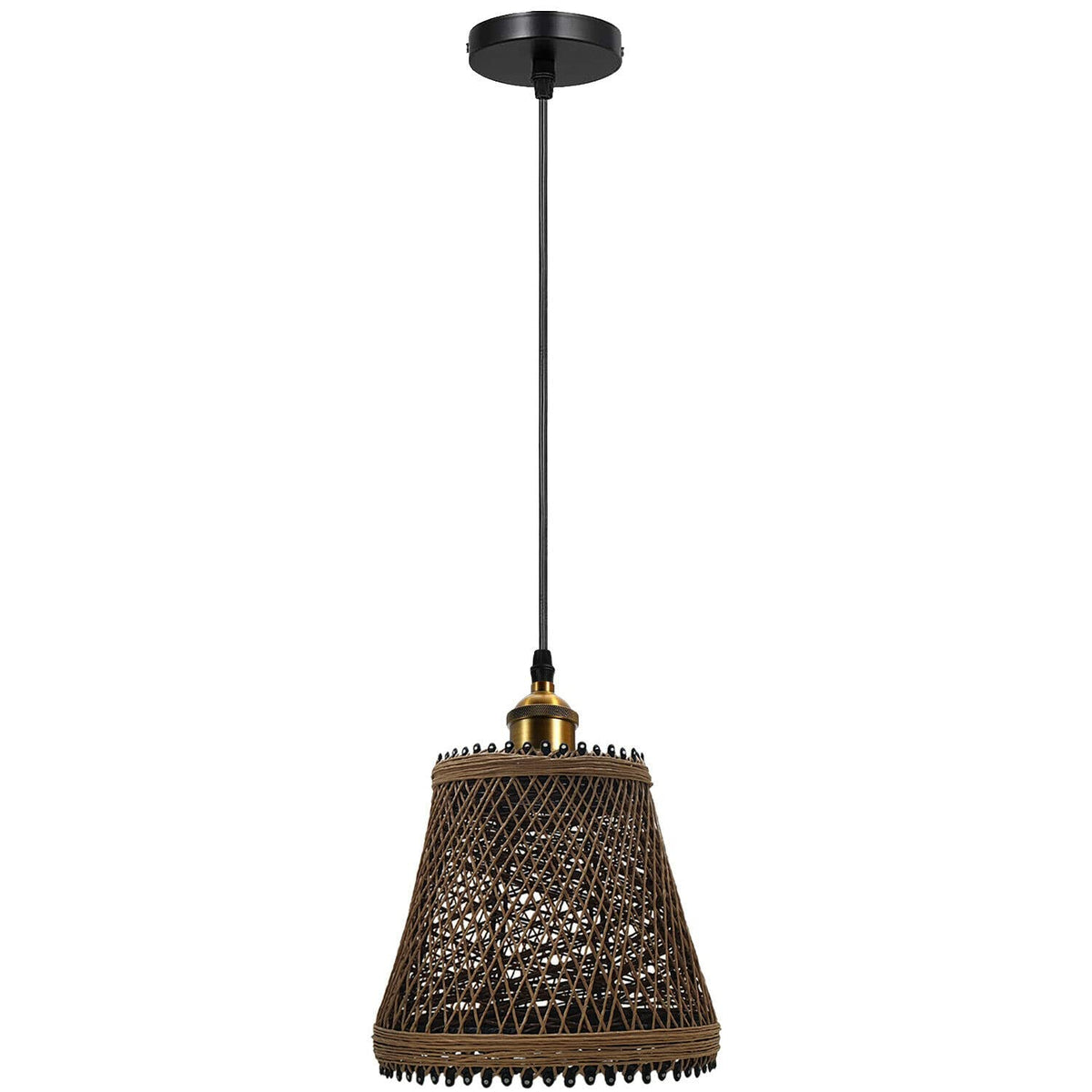 Industrial Cage Pendant Light – E27, Many Cage Styles & Finishes - Yellow Brass, Cage Hemp, Without Bulb