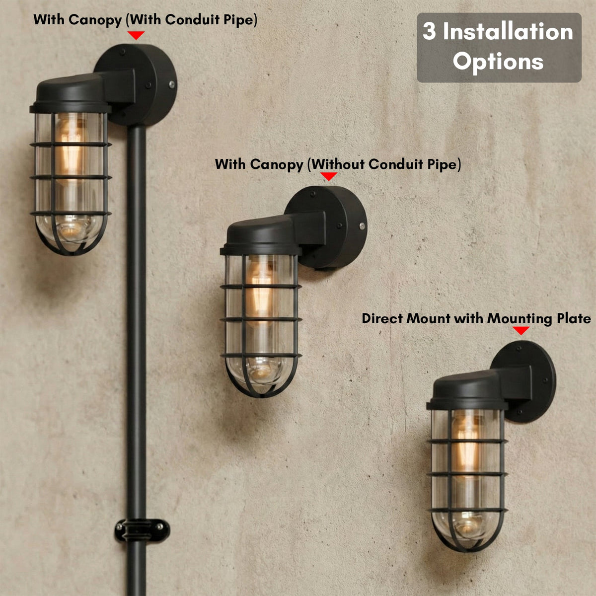 Nautical Cage Wall Light – 7 Colours, E27, Conduit Ready - photo 5