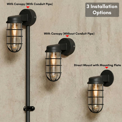 Nautical Cage Wall Light – 7 Colours, E27, Conduit Ready - photo 5