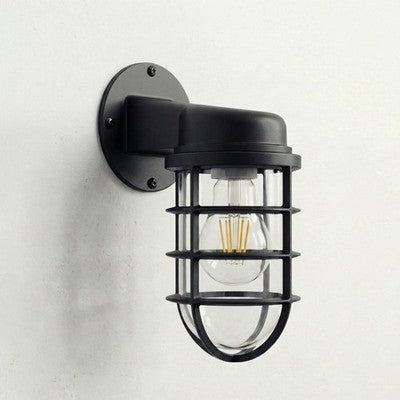 Nautical Cage Wall Light – 7 Colours, E27, Conduit Ready - Black, No Shade, Without Bulb