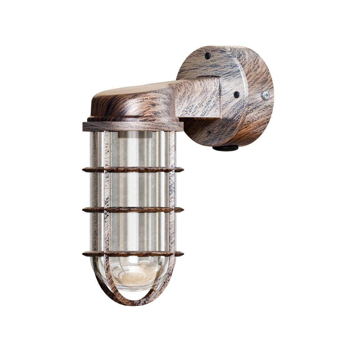 Nautical Cage Wall Light – 7 Colours, E27, Conduit Ready - Brushed Copper, No Shade, Without Bulb