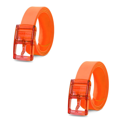 Silicone Stretch Belts, Pack of 2 – Blue, Green, Orange, Pink or White - Orange