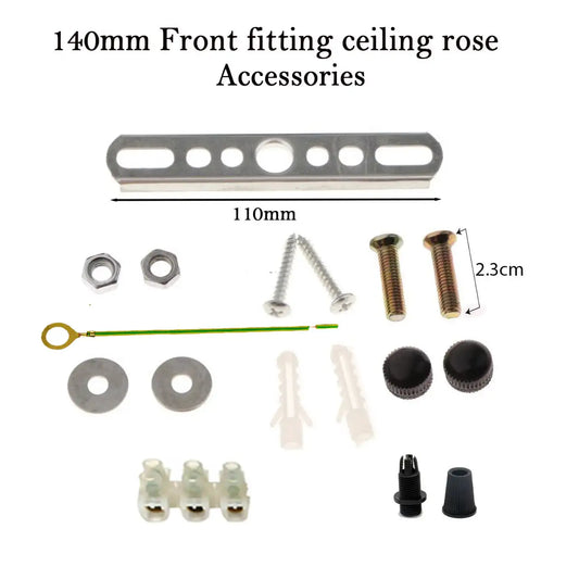Ceiling Rose Fixing Bracket Kit – Bracket, Screws & Fittings - Black, Single, 140 mm