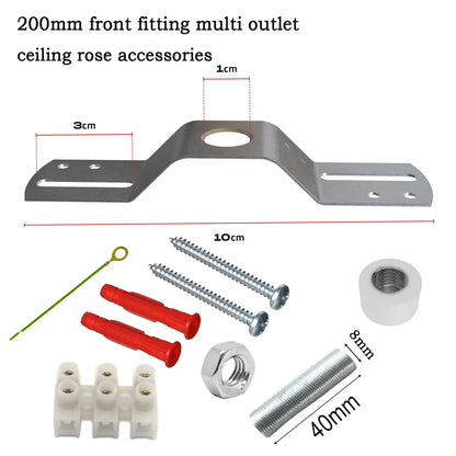 Ceiling Rose Fixing Bracket Kit – Bracket, Screws & Fittings - White, Single, 200 mm