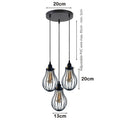 3-Light Pendant Cluster – Pear Cage, Barrel Cage or Dome, Black