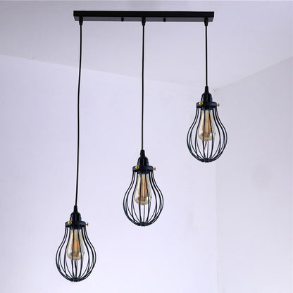 3-Light Pendant Cluster – Pear Cage, Barrel Cage or Dome, Black - photo 2